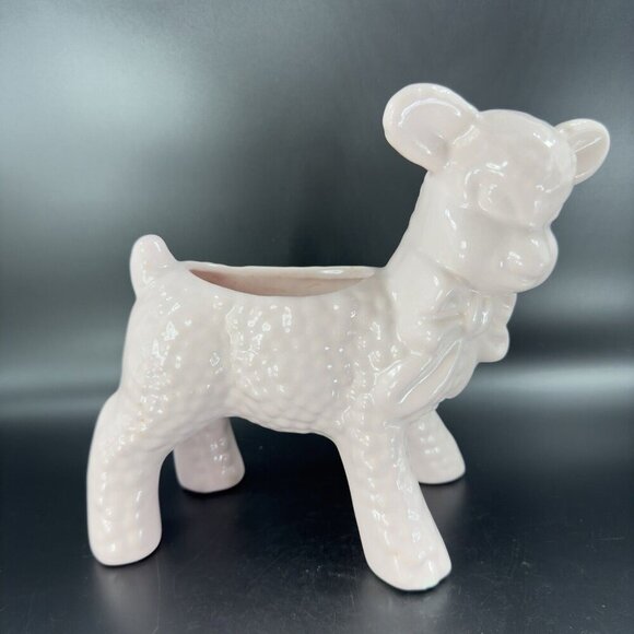 Vintage Haeger Pottery Light Pink Lamb Animal Planter Flower Pot Ceramic Decor - Picture 15 of 16